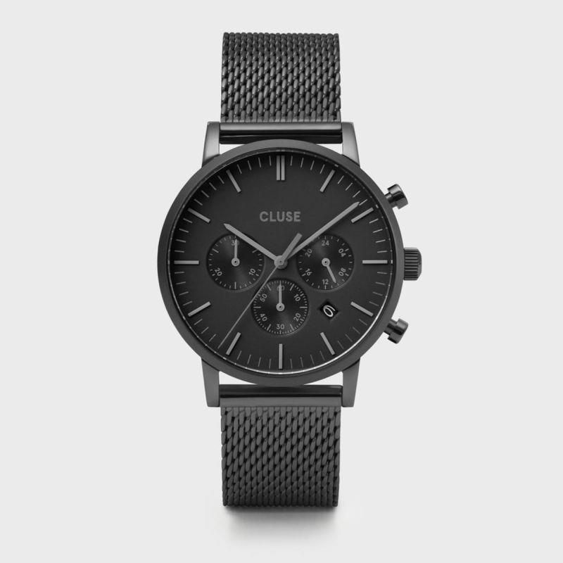 CLUSE ARAVIS CHRONO BLACK DIAL MESH BLACK - CLUSE