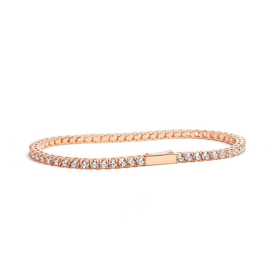 BRACCIALE TENNIS IN ARGENTO CON ZIRCONI BIANCHI, PLACCATO ORO ROSA 2,5MM - JIMMY O