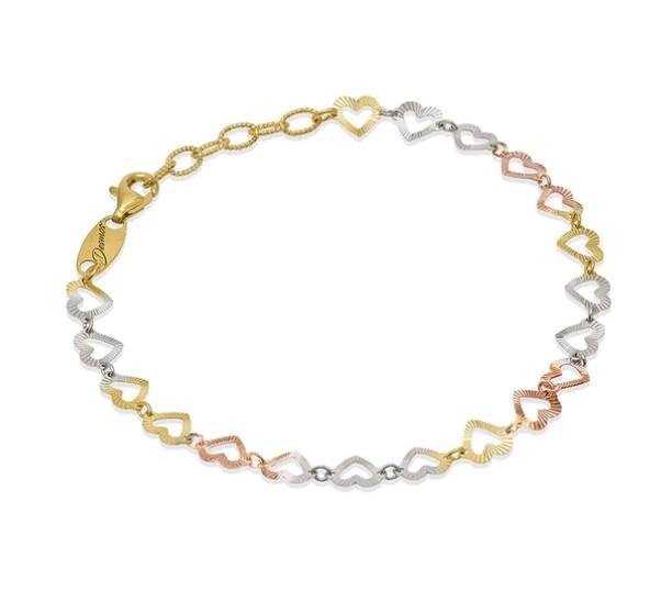 BRACCIALE ARTE CUORE 3 COLORI DELL-ORO - DESMOS