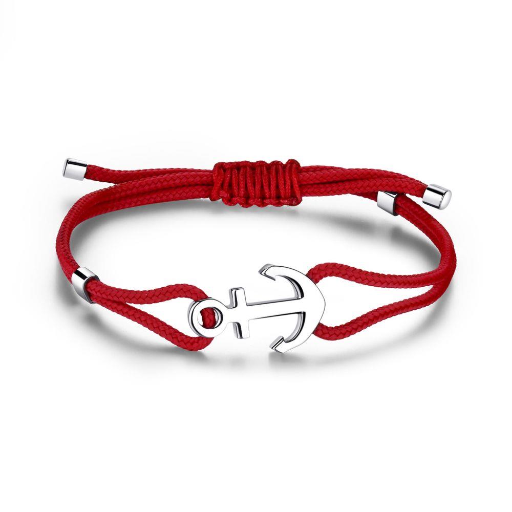BRACCIALE ANCORA CON CORDINO ROSSO - S