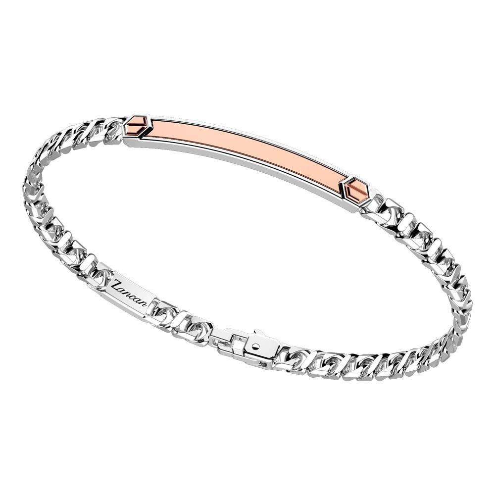 BRACCIALE IN ARGENTO CON INSERTO IN ORO ROSA - ZANCAN