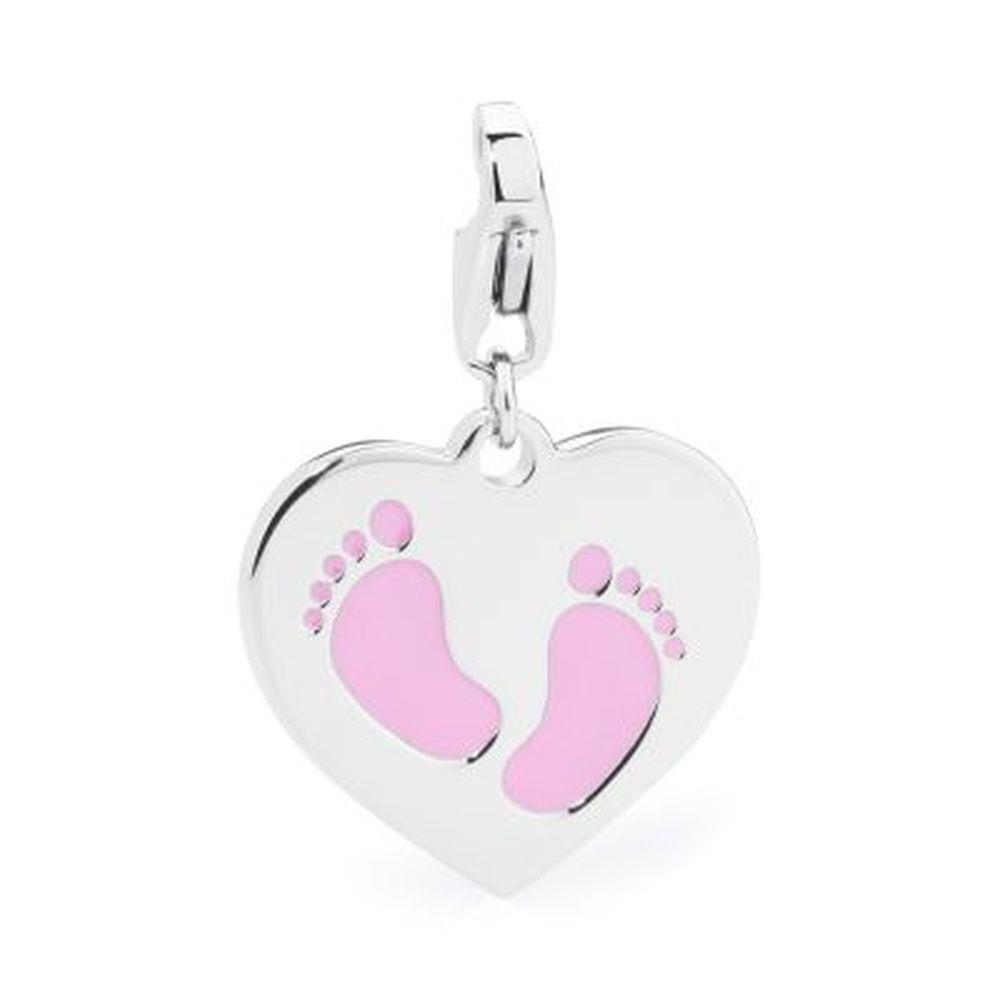 CHARM CUORE CON PIEDINI ROSA - S