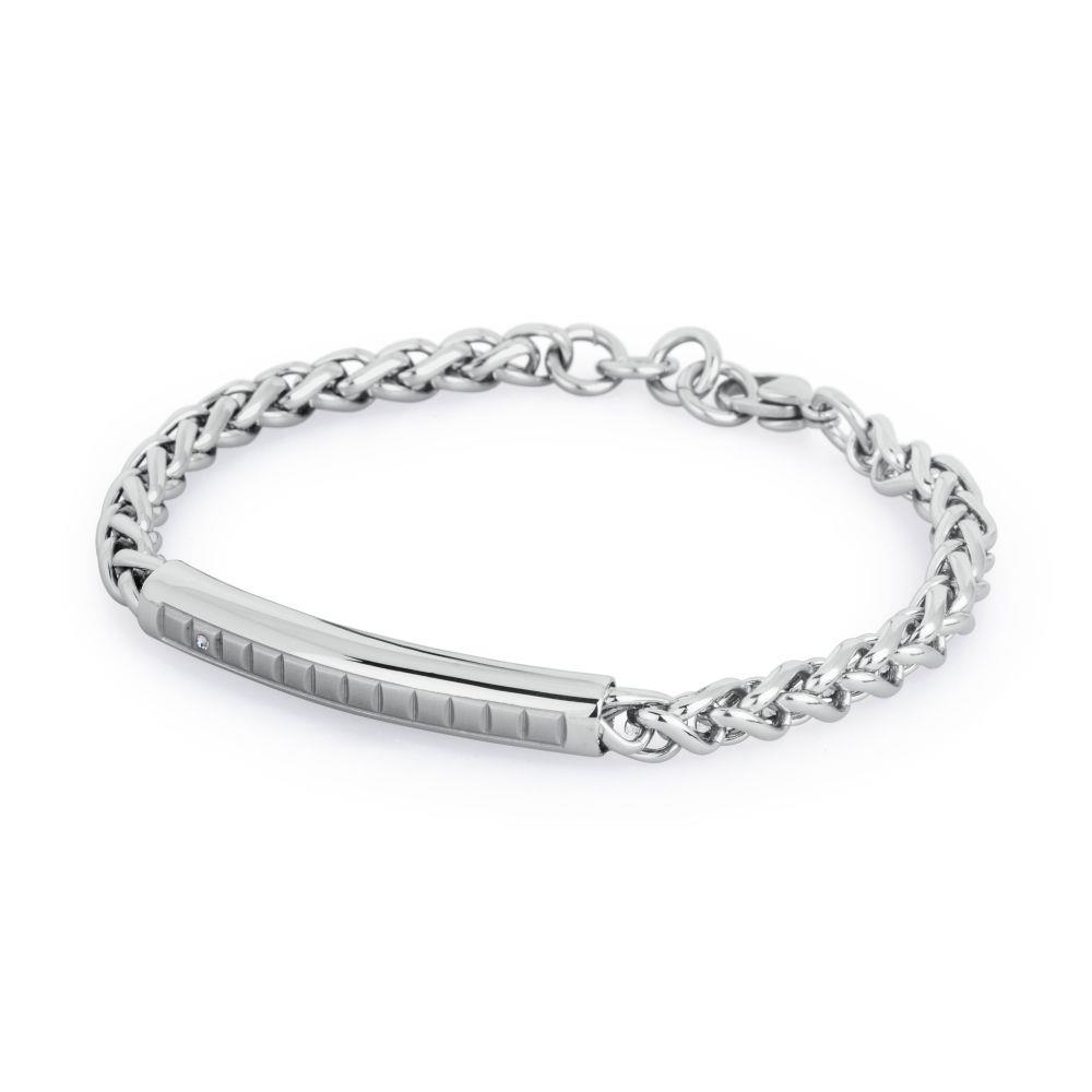 BRACCIALE DRAGSTER IN ACCIAIO LUCIDO E SATINATO CON CRISTALLO - S