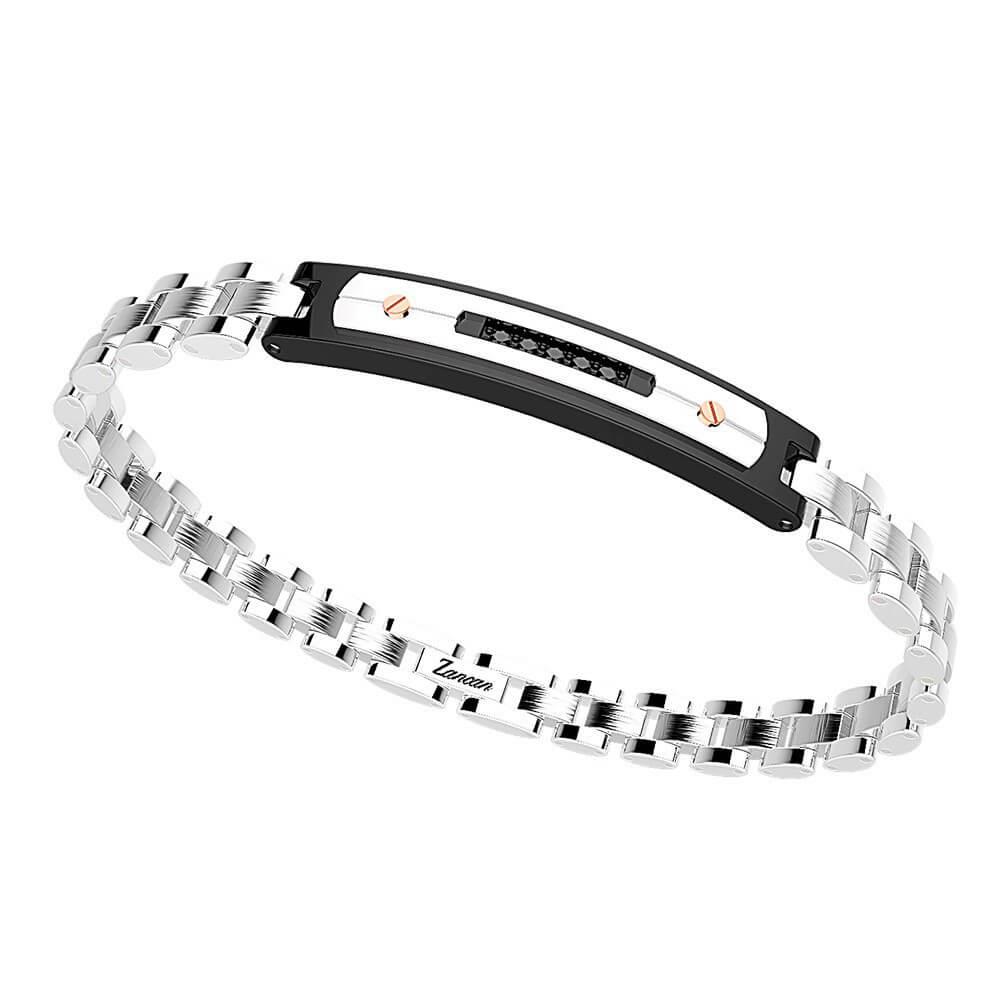 Bracciale Zancan in Acciaio e PVD Nero con Spinelli Neri – Hiteck  - ZANCAN