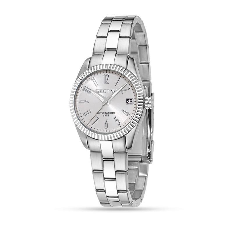 240 32MM 3H WHITE PEARL DIAL BR SS - SECTOR