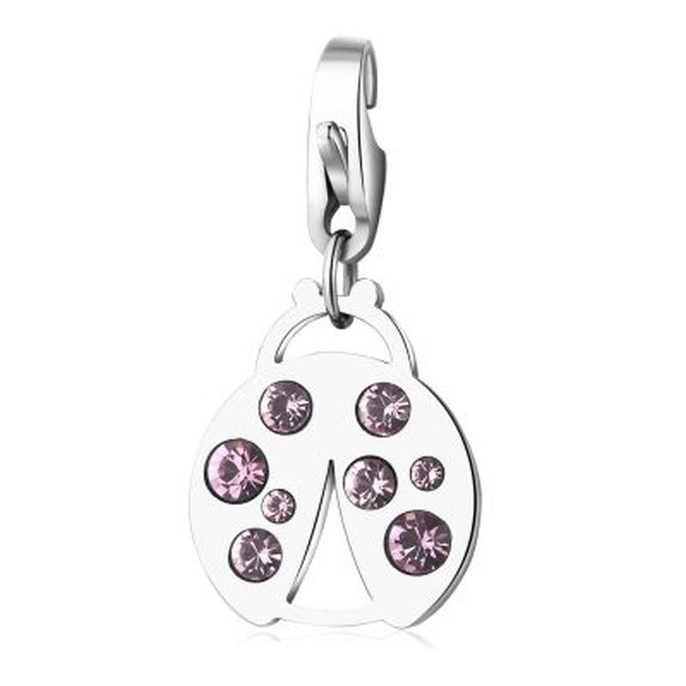 CHARM COCCINELLA CON ZIRCONI ROSA - S