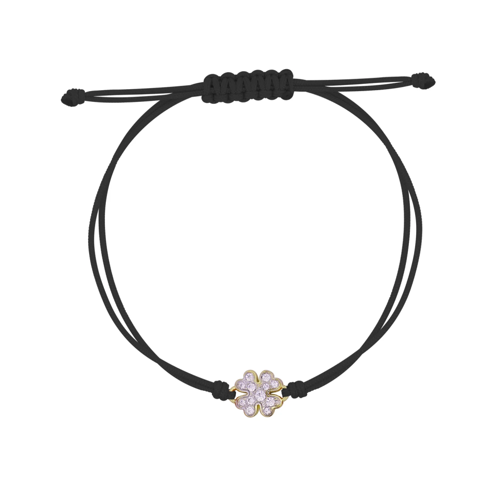 BRACCIALE TESSUTO QUADRIFOGLIO SMALL PAVÈ - STARDUST TEN - RUE DES MILLE