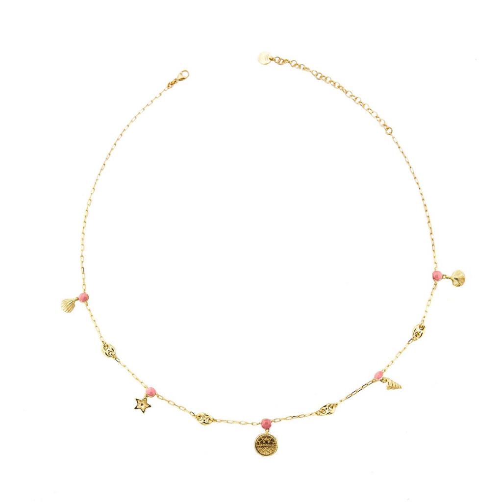 COLLANA PENDENTI CONCHIGLIE E SMALTO ROSA - RUE DES MILLE