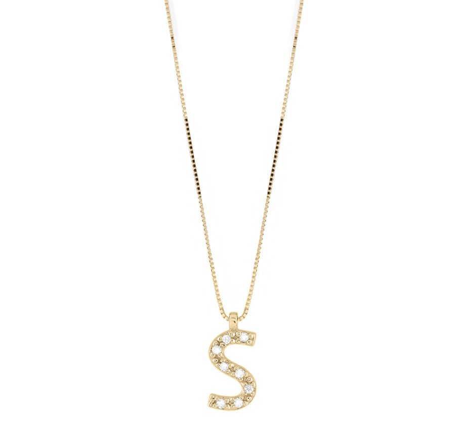 COLLANA ORO GIALLO CON DIAMANTI LETTERA S  - BLISS