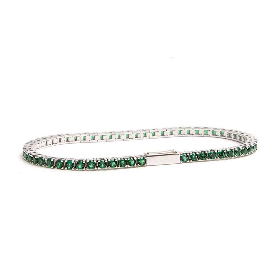 BRACCIALE TENNIS IN ARGENTO CON ZIRCONI VERDI 2,5MM - JIMMY O