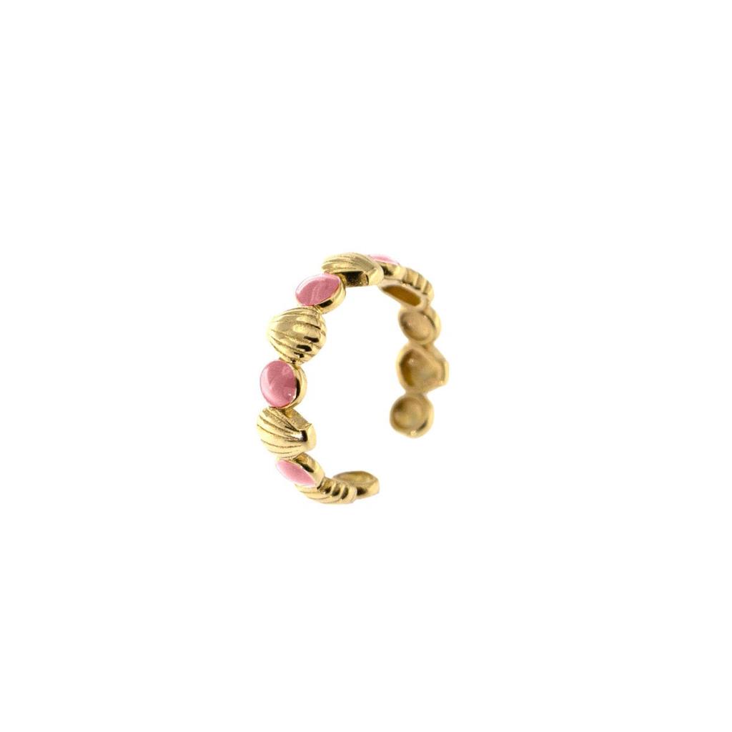 ANELLO CONCHIGLIE  E SMALTO ROSA - RUE DES MILLE