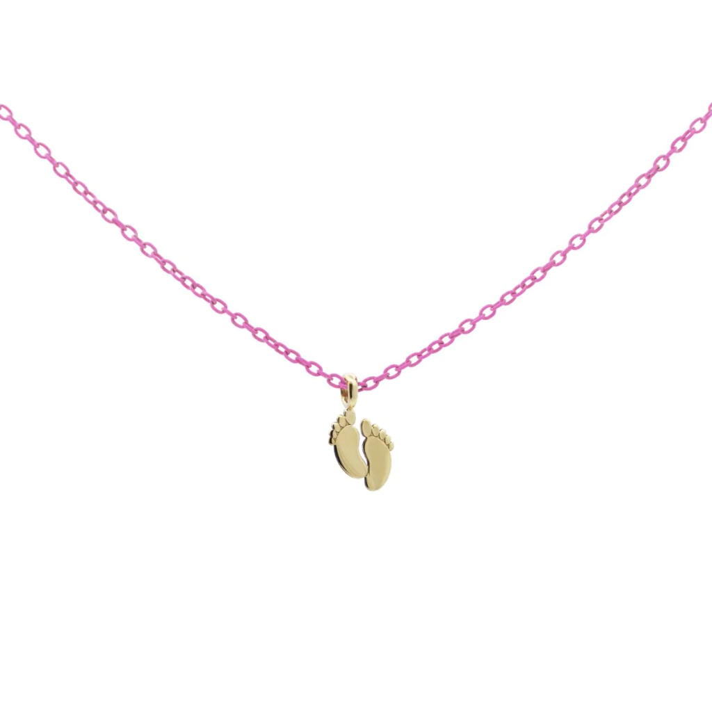 GIROCOLLO BABY FEET ROSA PASTELLO - ORO18KT - RUE DES MILLE