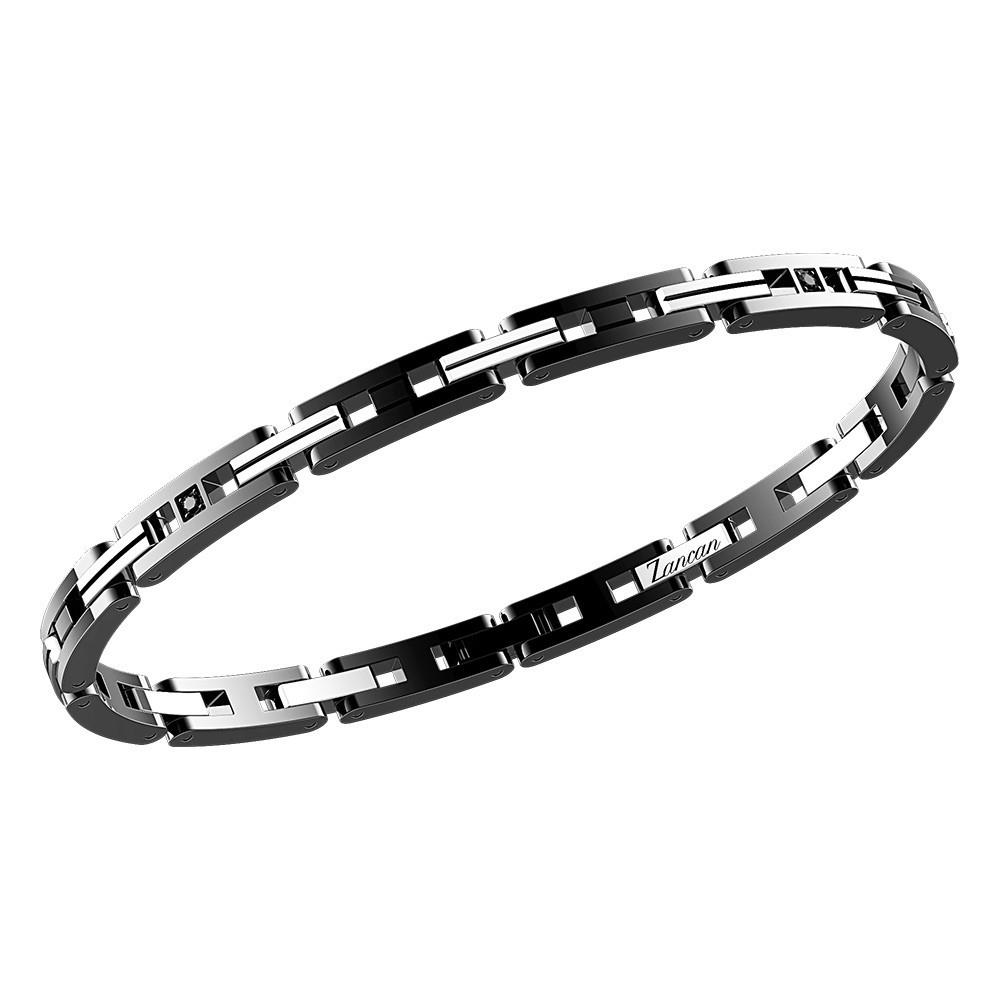 BRACCIALE IN ACCIAIO NERO E SPINELLI NERI - ZANCAN