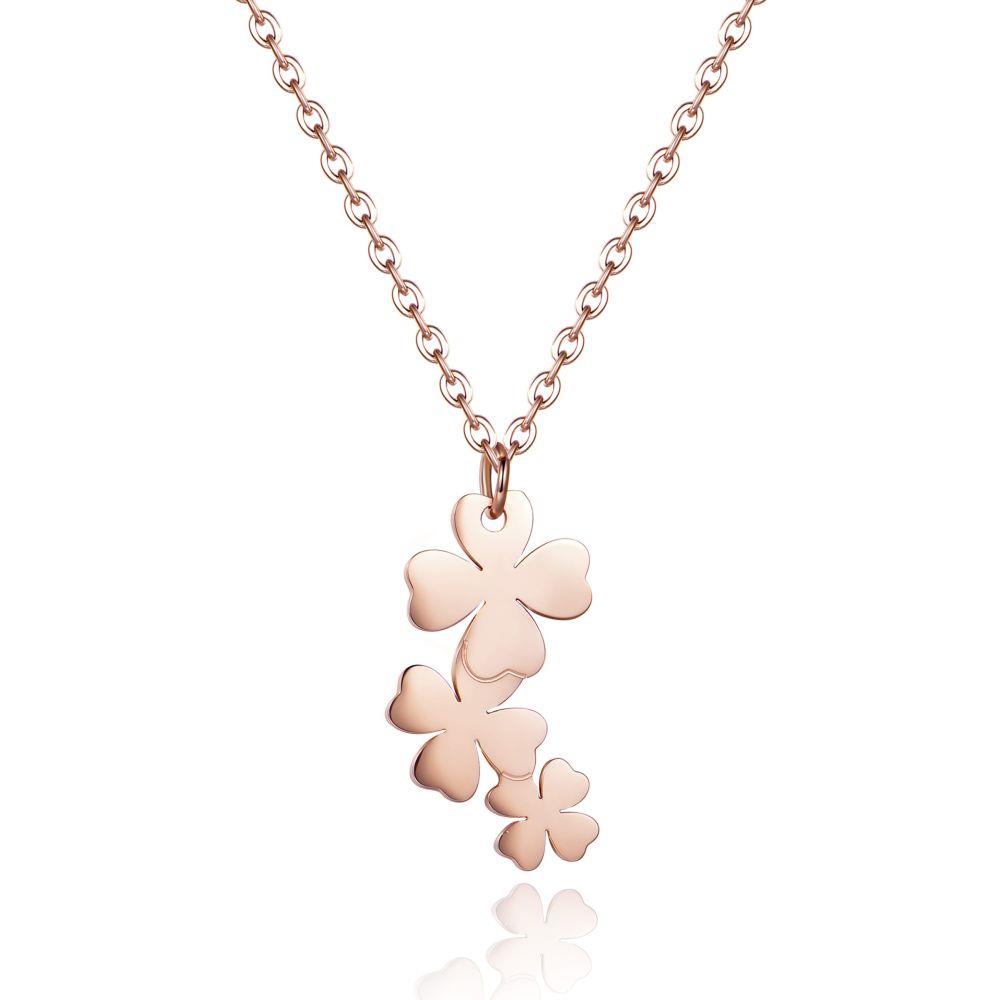 COLLANA TRIO PENDENTE QUADRIFOGLI ROS&Egrave; - S