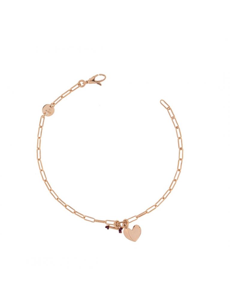 BRACCIALE GALVANICA ORO ROSA CON CUORE E FRECCIA - RUE DES MILLE