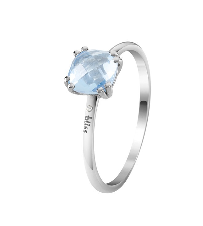 ANELLO ORO BIANCO 9KT TOPAZIO E DIAMANTE - BLISS