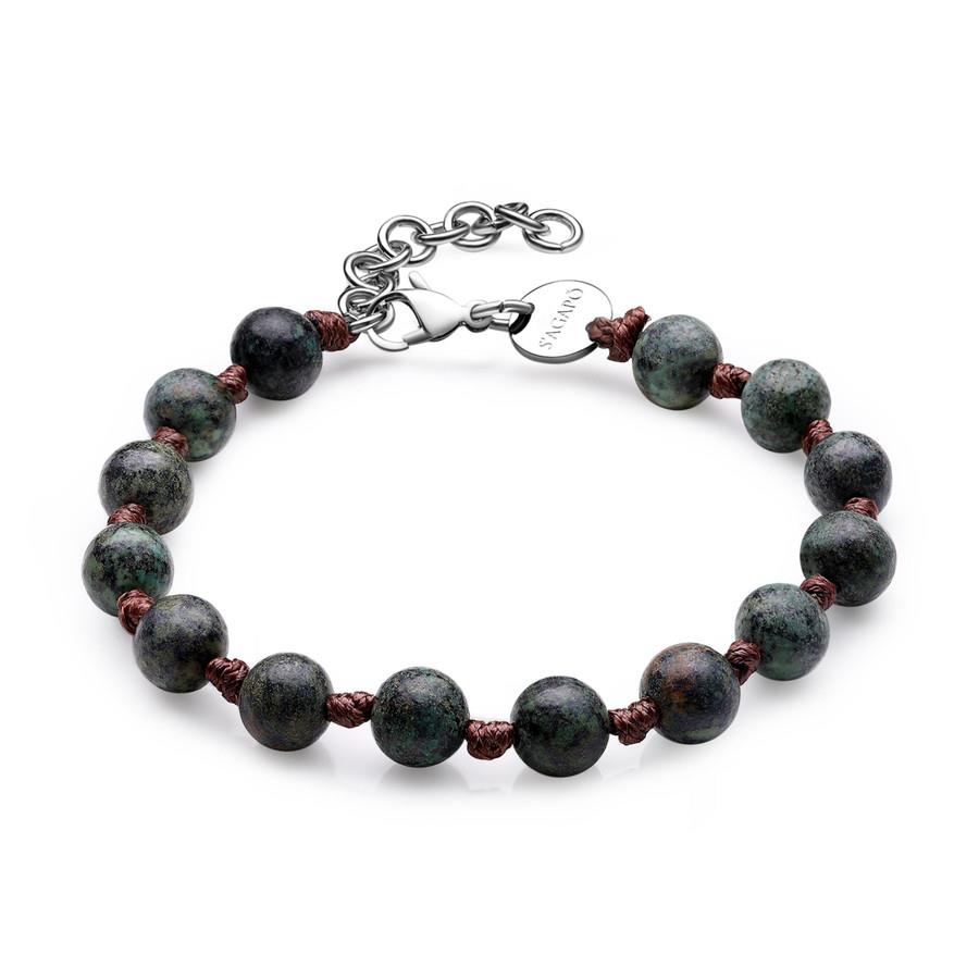 BRACCIALE RIOT IN ACCIAIO 316L, CORDINO CERATO MAR - S