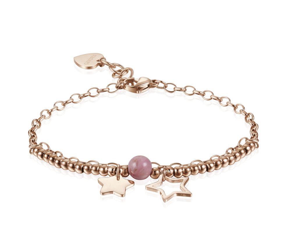 BRACCIALE ROS&Egrave; CON STELLINE E PIETRA ROSSA - S