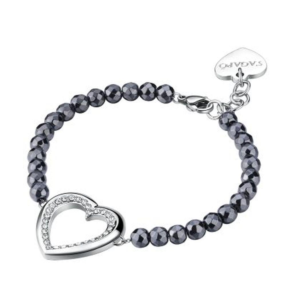 BRACCIALE MEMORIES CUORE CON CRISTALLI E BOULE BRUNITE - S