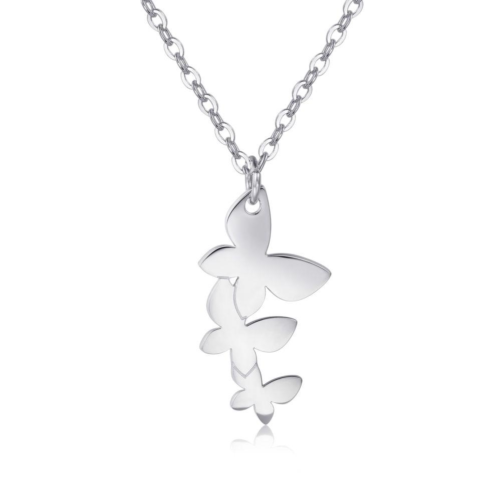 COLLANA TRIO PENDENTE FARFALLE SILVER - S