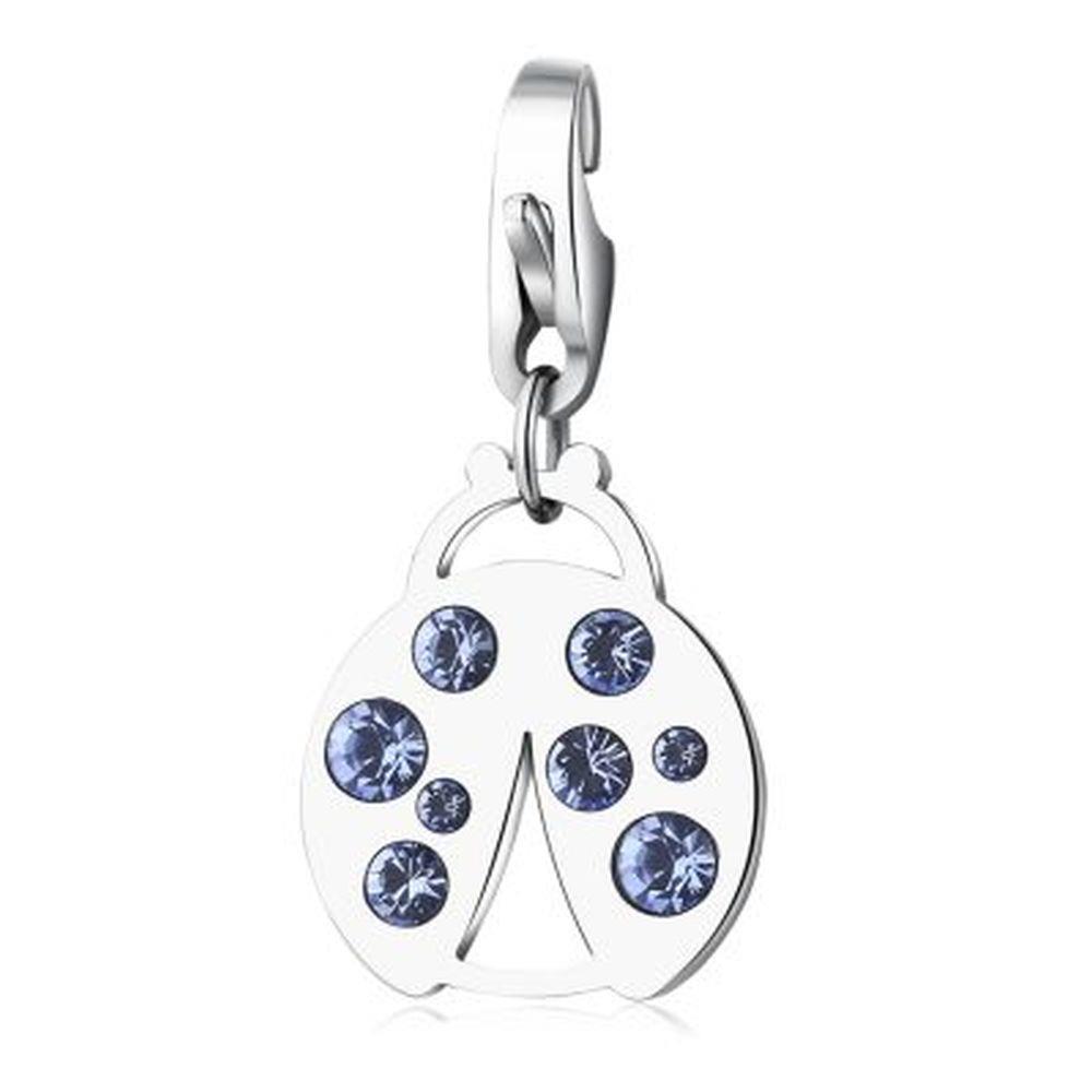 CHARM COCCINELLA CON ZIRCONI AZZURRI - S