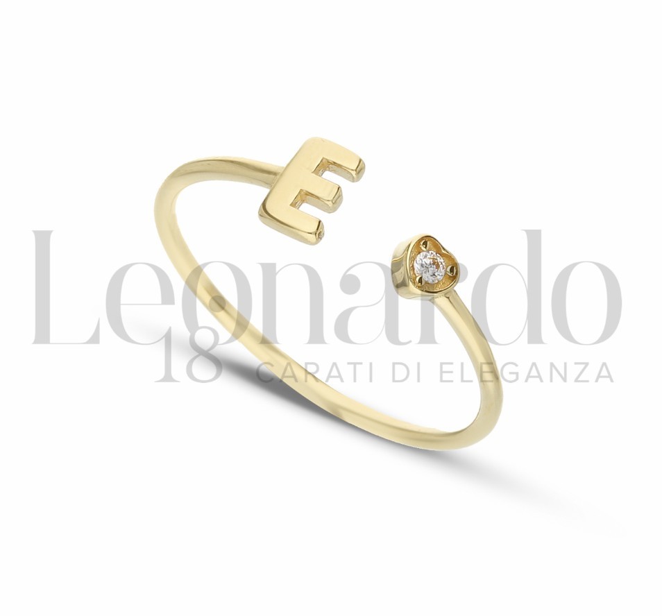 ANELLO CON INIZIALE MICROFUSA REGOLABILE DA DONNA IN ORO 18 CARATI - JIMMY O