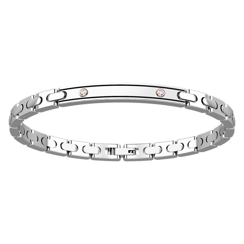 BRACCIALE IN ACCIAIO CON BOTTONI IN ZAFFIRO - ZANCAN