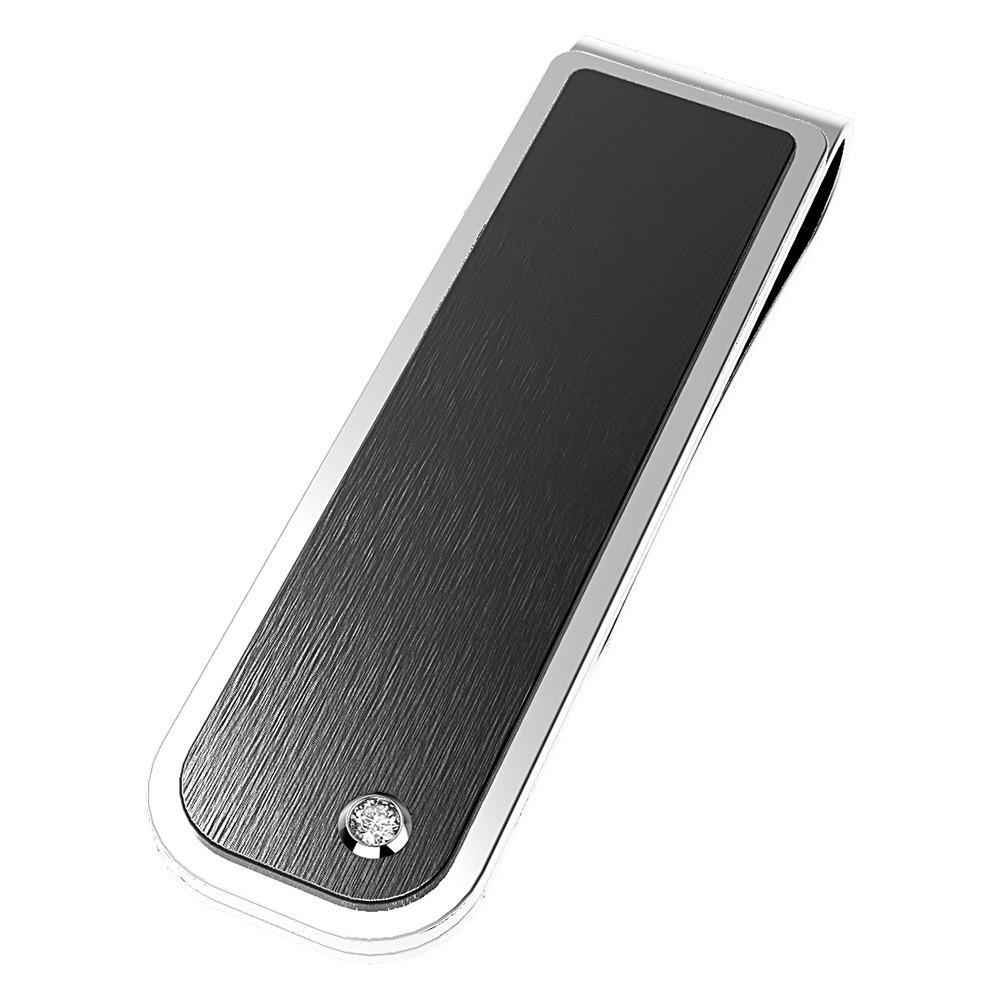 FERMASOLDI IN ACCIAIO SATINATO NERO E ZAFFIRO - ZANCAN