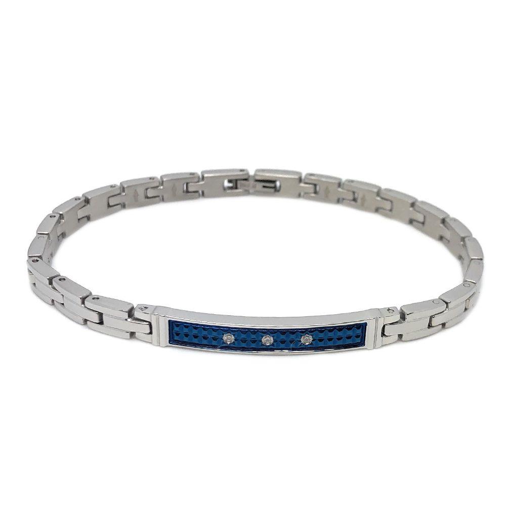 BRACCIALE ZANCAN IN ACCIAIO CON ZIRCONI - ZANCAN