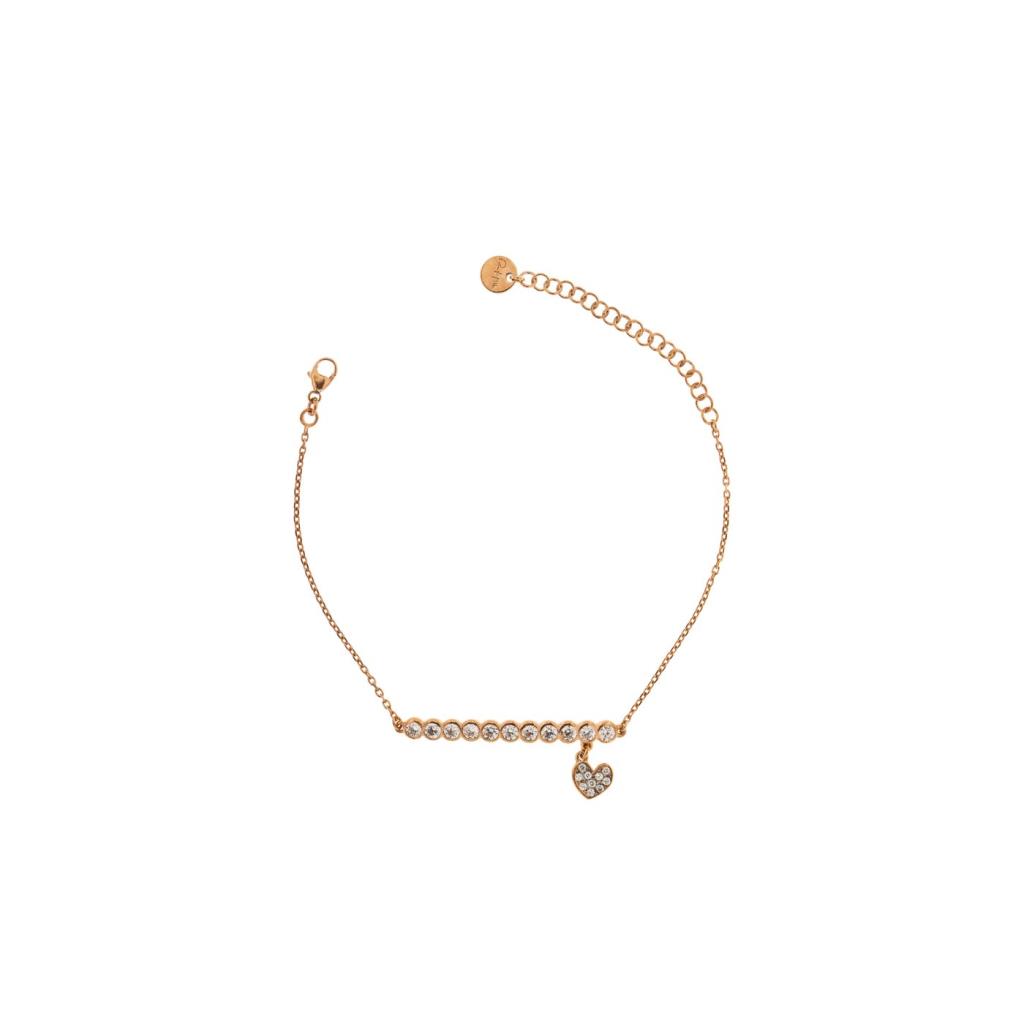 BRACCIALE CON CASTONI E CUORE CENTRALE COLORE ROSE' - RUE DES MILLE