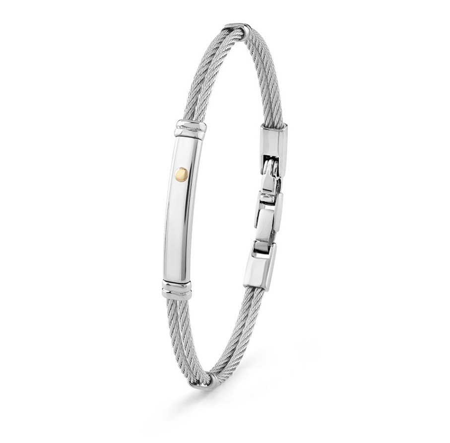 BRACCIALE ACCIAIO SILVER ORO GIALLO 18KT - BLISS