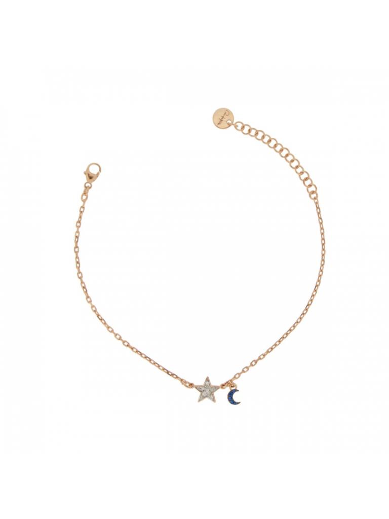 BRACCIALE STELLA ZIRCONI BIANCHI E LUNA ZIRCONI COLORATI - RUE DES MILLE