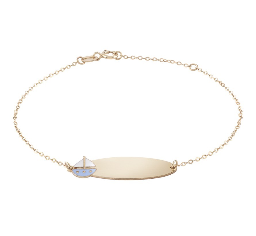 BRACCIALE ORO GIALLO 9 KT E SMALTO - BARCA - BLISS