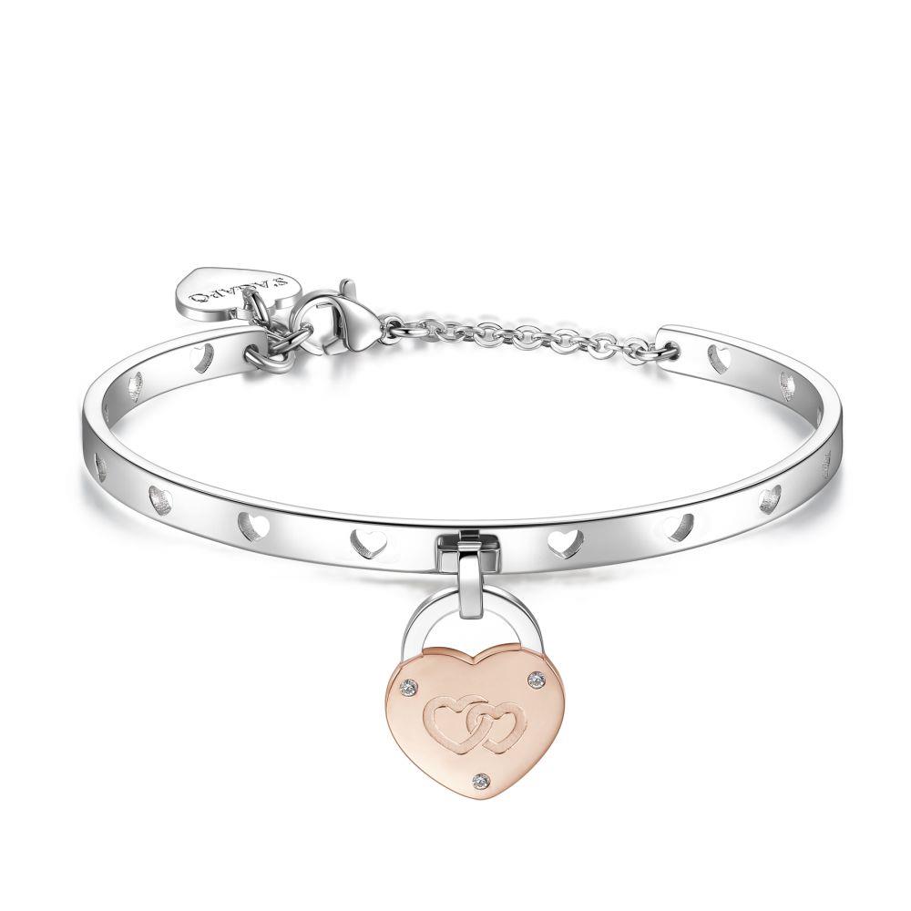 BRACCIALE RIGIDO CON MEDAGLIETTA E FRASE SORELLA - S