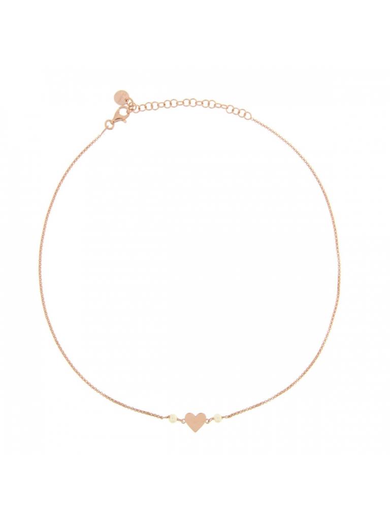 GIROCOLLO CATENELLA PERLA E INSERTO CUORE - RUE DES MILLE
