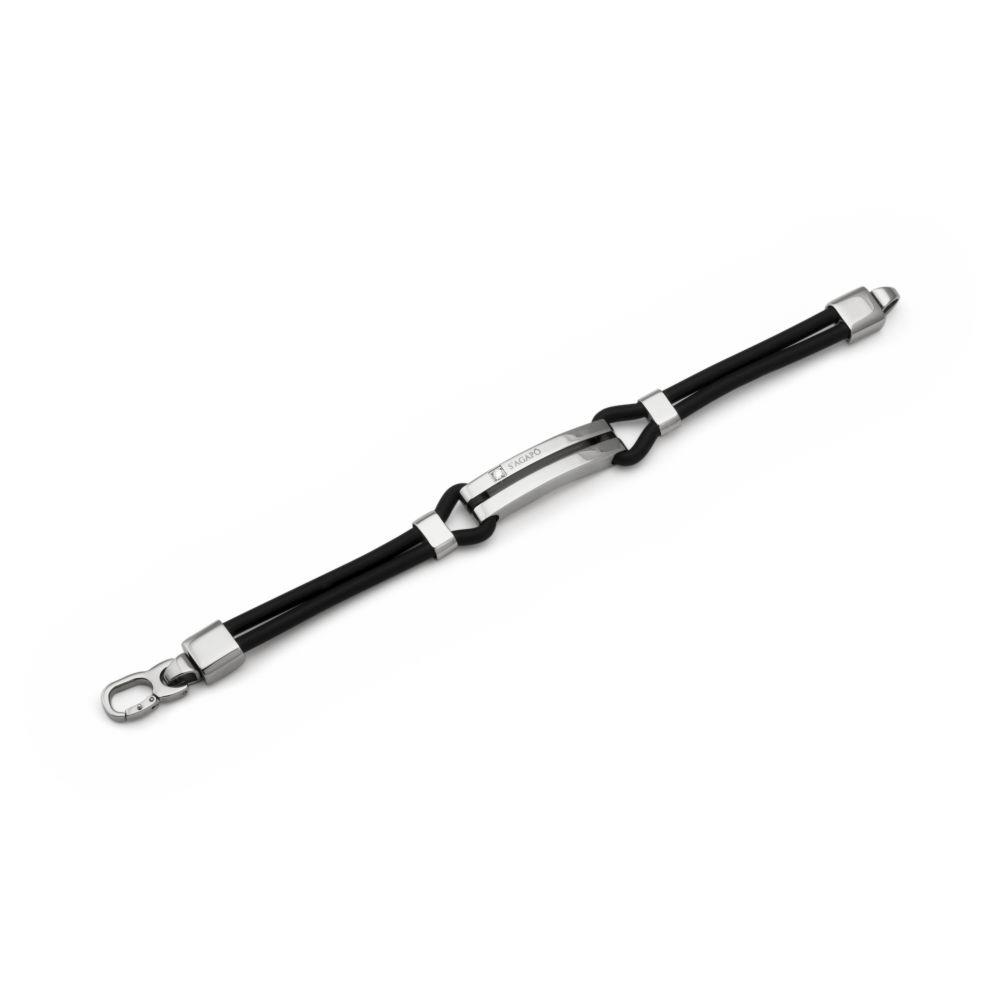 BRACCIALE PANAMA IN ACCIAIO CRISTALLO E GOMMA - S