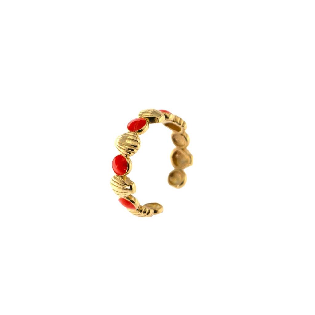 ANELLO CONCHIGLIE  E SMALTO CORALLO - RUE DES MILLE