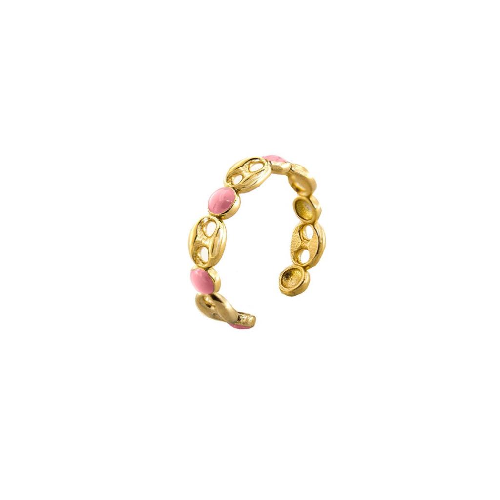 ANELLO MAGLIA MARINA E SMALTO ROSA - RUE DES MILLE