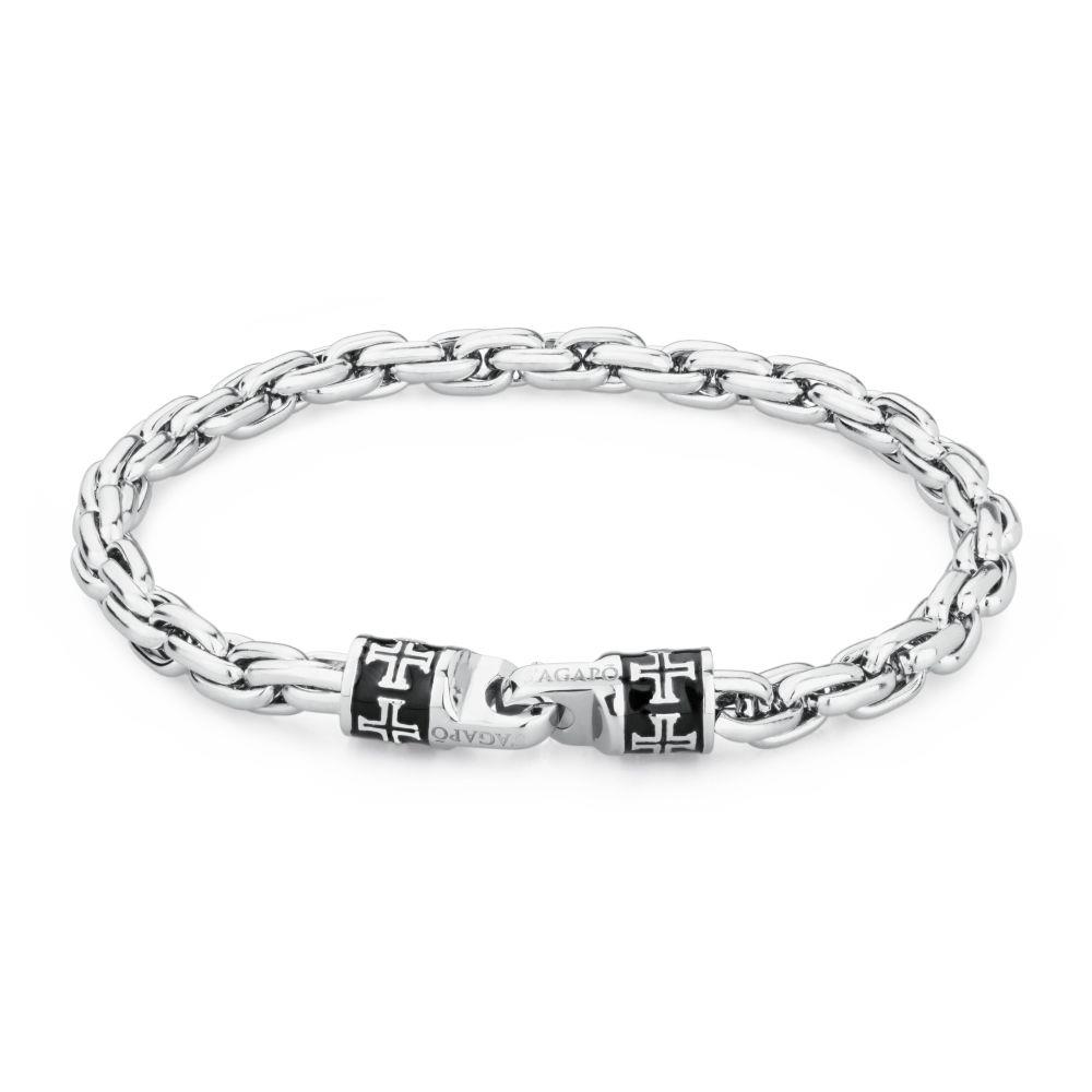 BRACCIALE ADMIRAL IN ACCIAIO E SMALTO NERO  - S