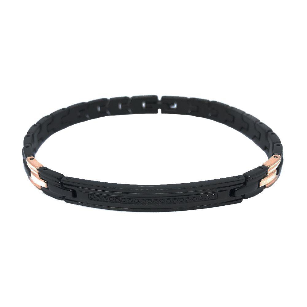 BRACCIALE ZANCAN IN ACCIAIO NERO CON SPINELLI &ndash; HITECK - ZANCAN