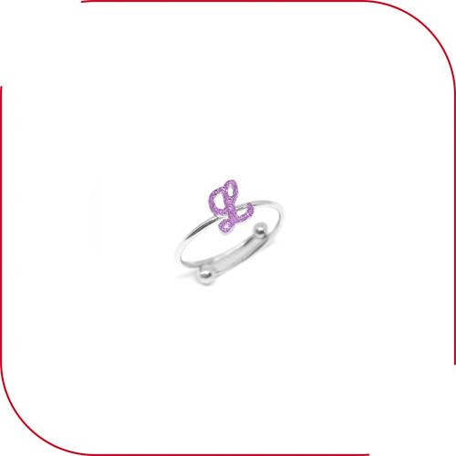 ANELLO CONTRARIE' REGOLABILE LETTERA CORSIVO GLITTER ARGENTO - NOMISSIMO