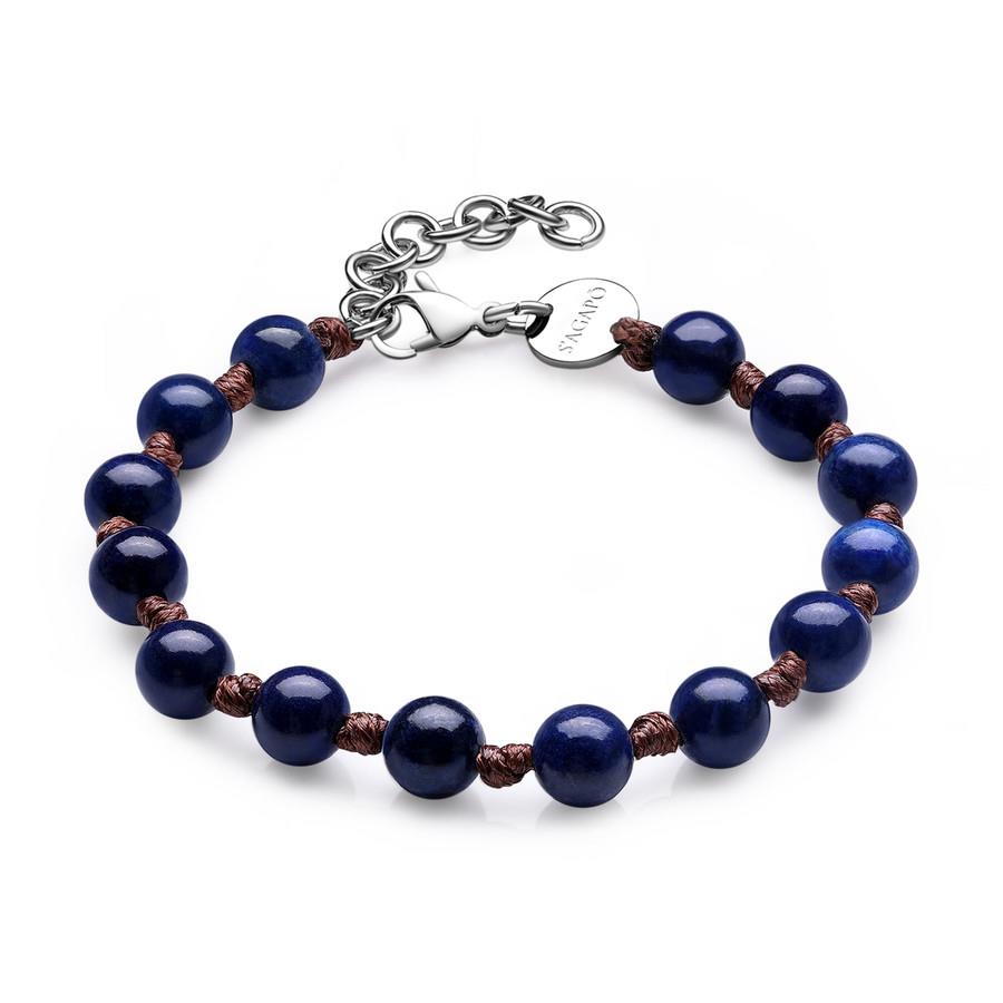 BRACCIALE RIOT IN ACCIAIO 316L, CORDINO CERATO MAR - S