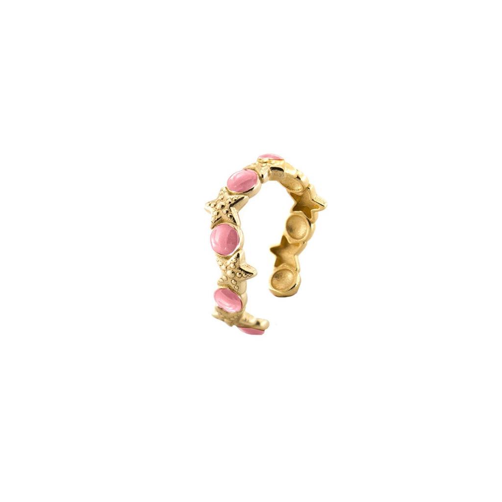 ANELLO STELLA MARINA E SMALTO ROSA - RUE DES MILLE