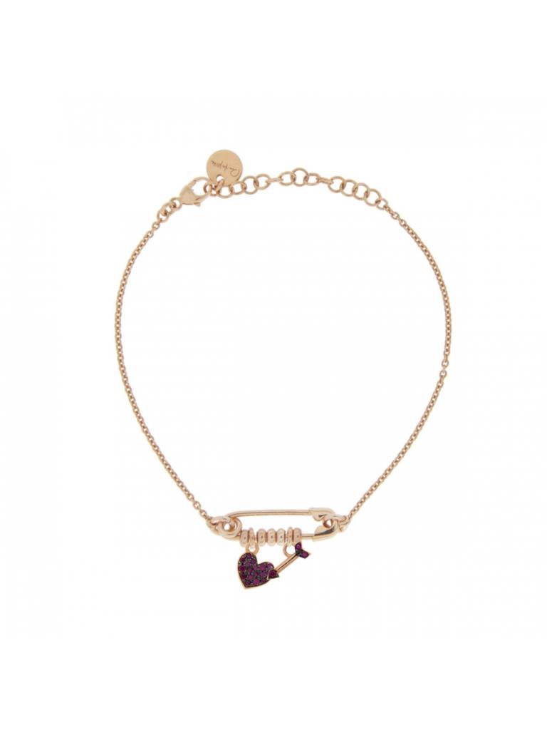 BRACCIALE CON SPILLA E DOPPIO CIONDOLO CUORE E FRECCIA COLORATO - RUE DES MILLE