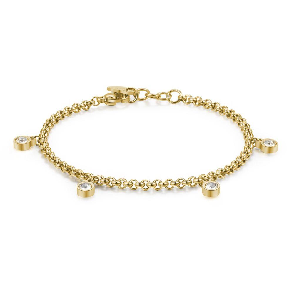 BRACCIALE GOLD CON CRISTALLI BIANCHI - S