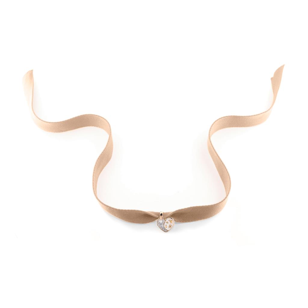 CHOKER CON CUORE - SMALTO E FOGLIA ORO - RUE DES MILLE