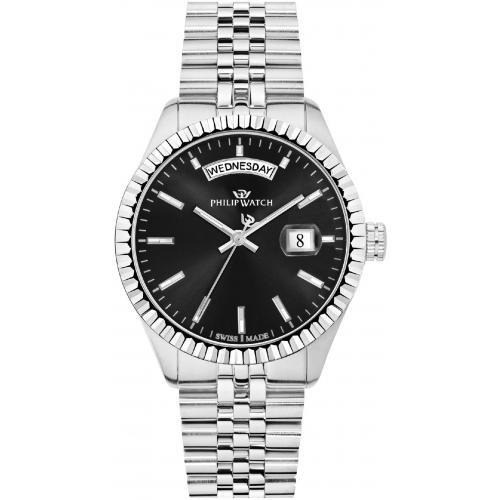 PHILIP WATCH CARIBE 39MM 3H BLACK DIAL BR SS - PHILIP WATCH