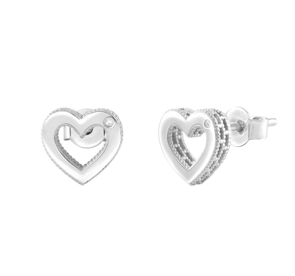 ORECCHINI ORO BIANCO 9KT CON DIAMANTE - CUORE - BLISS