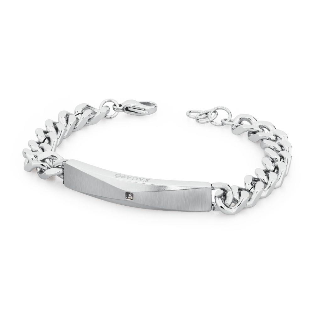 BRACCIALE CAVE IN ACCIAIO E CRISTALLO - S
