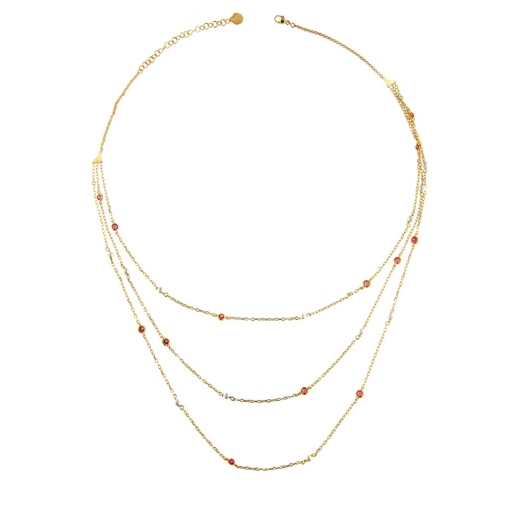 GIROCOLLO 3 FILI ALTERNATI PERLE E CASTONI - GALACTICA RUE DES MILLE - RUE DES MILLE